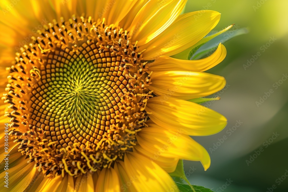 A macro shot of a sunflower's center, highlighting the intricate pattern of seeds and the bright yellow petals. A macro shot of a sunflower's center, highlighting the intricate pattern of seeds and the bright yellow petals.