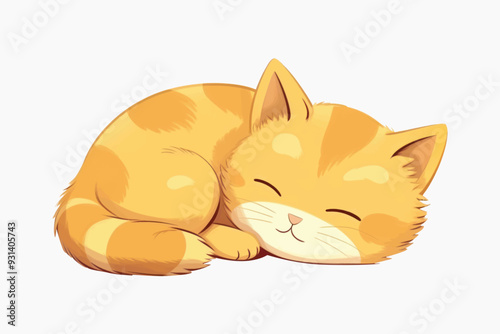 Adorable sleeping cartoon orange cat