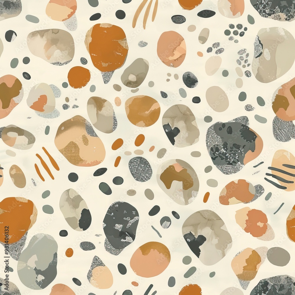 Fototapeta premium Hand drawn soft earth tones pattern