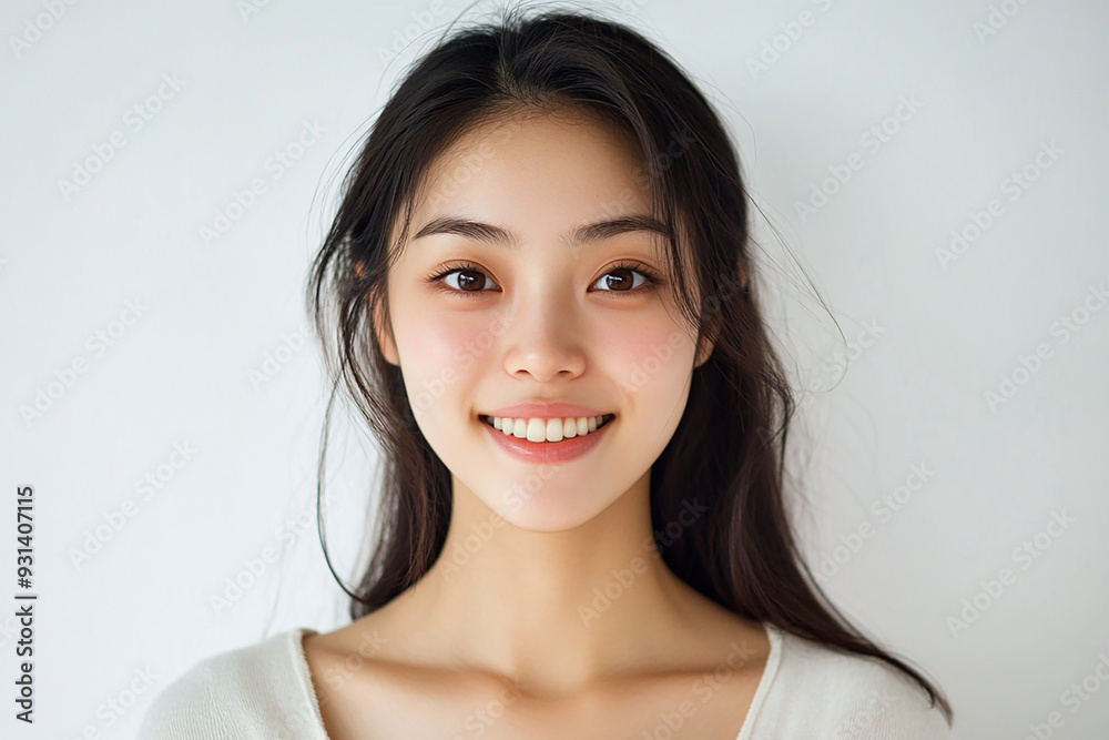 Asian woman positive smile on white background, beauty positive smile Asian woman positive smile on white background, beauty positive smile