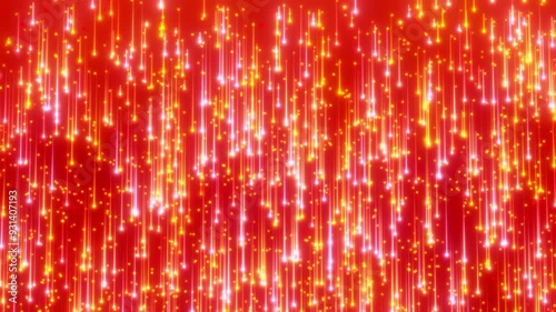 Red glitter rain animated background. Sparkle red stars