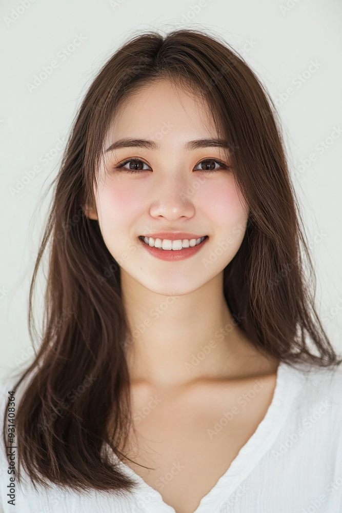 Asian woman positive smile on white background, beauty positive smile Asian woman positive smile on white background, beauty positive smile