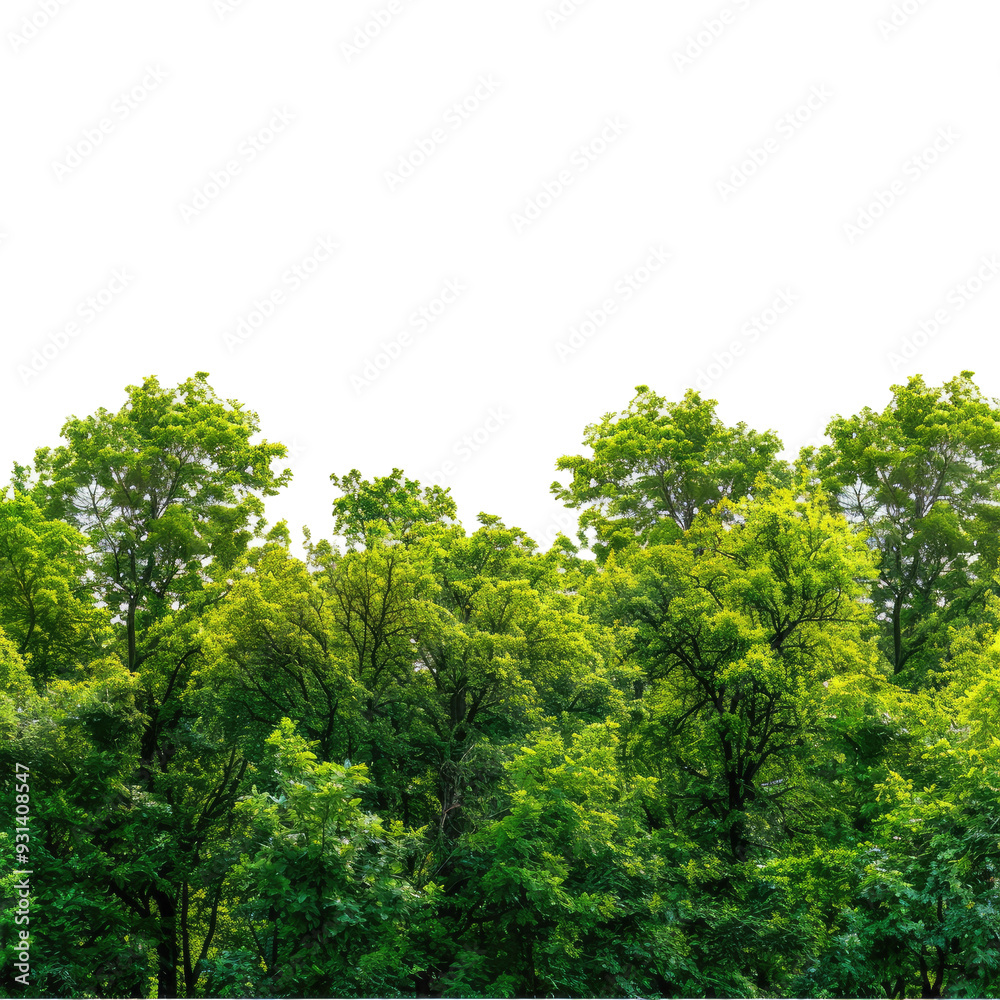  Green Trees on white background. are Forest