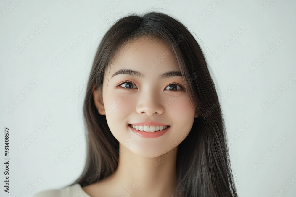 Asian woman positive smile on white background, beauty positive smile Asian woman positive smile on white background, beauty positive smile