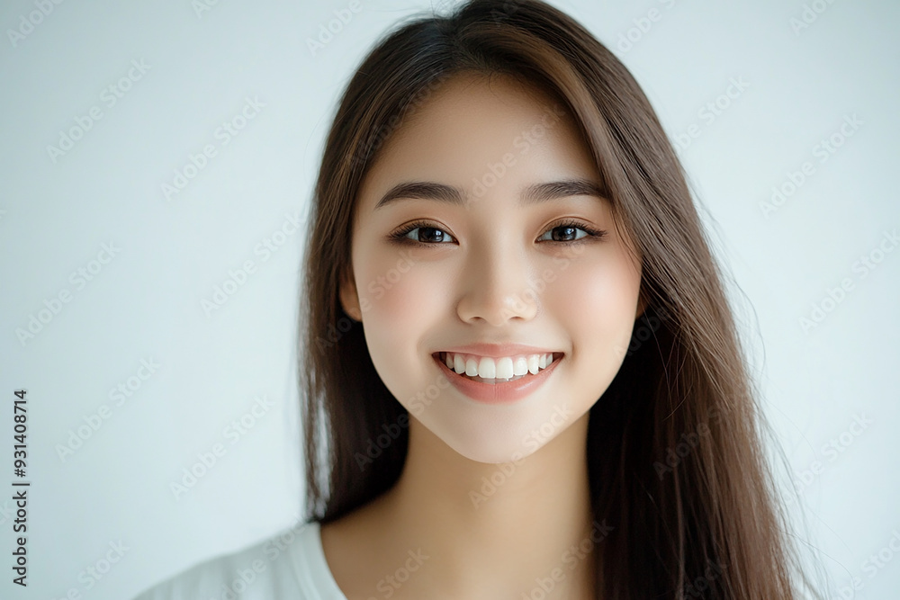 Asian woman positive smile on white background, beauty positive smile Asian woman positive smile on white background, beauty positive smile