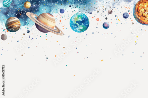 Colorful planets in outer space