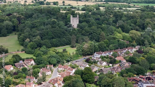 Castle Hedingham Village centre Essex Uk drone,aerial photo