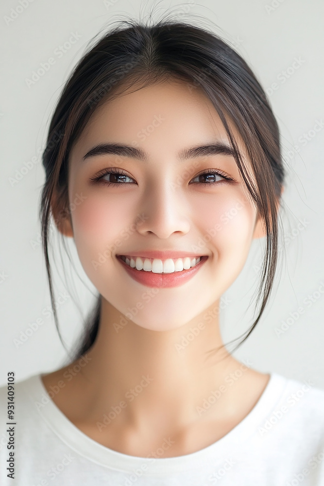 Asian woman positive smile on white background, beauty positive smile Asian woman positive smile on white background, beauty positive smile