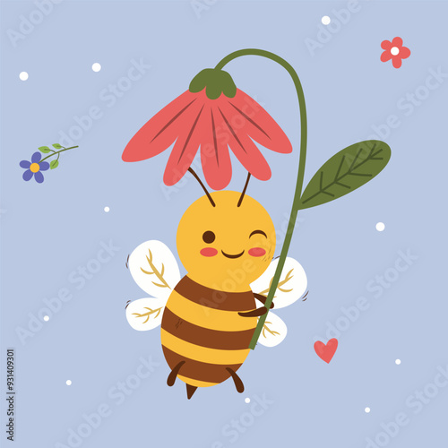 Vector Illustration Bee Cute Colorful