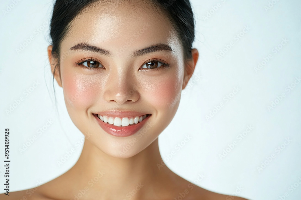 Asian woman positive smile on white background, beauty positive smile Asian woman positive smile on white background, beauty positive smile
