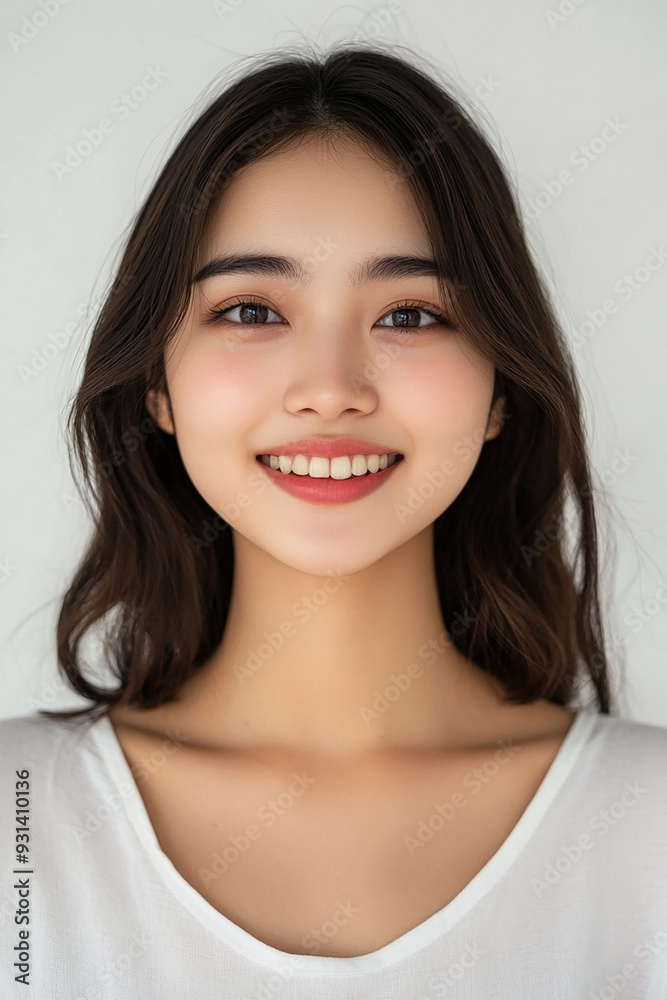 Asian woman positive smile on white background, beauty positive smile Asian woman positive smile on white background, beauty positive smile