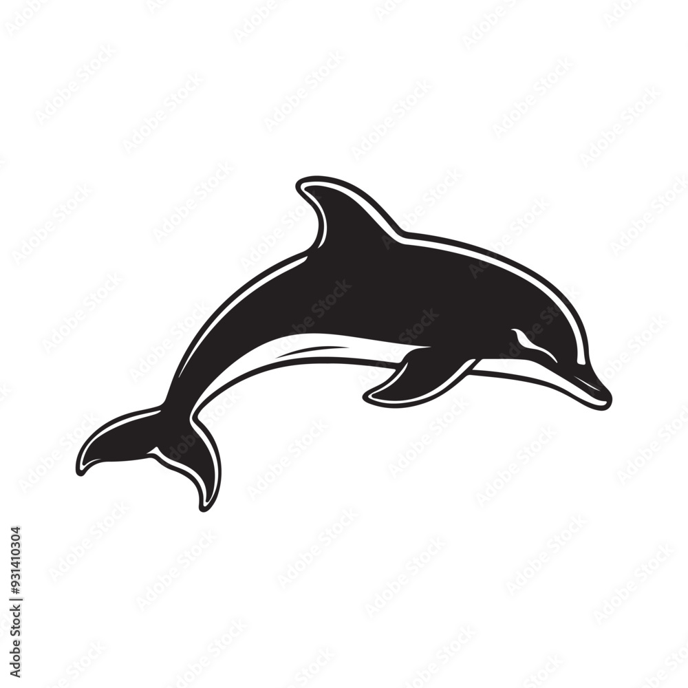 Dolphin silhouette vector with white Background Dolphin silhouette vector with white Background