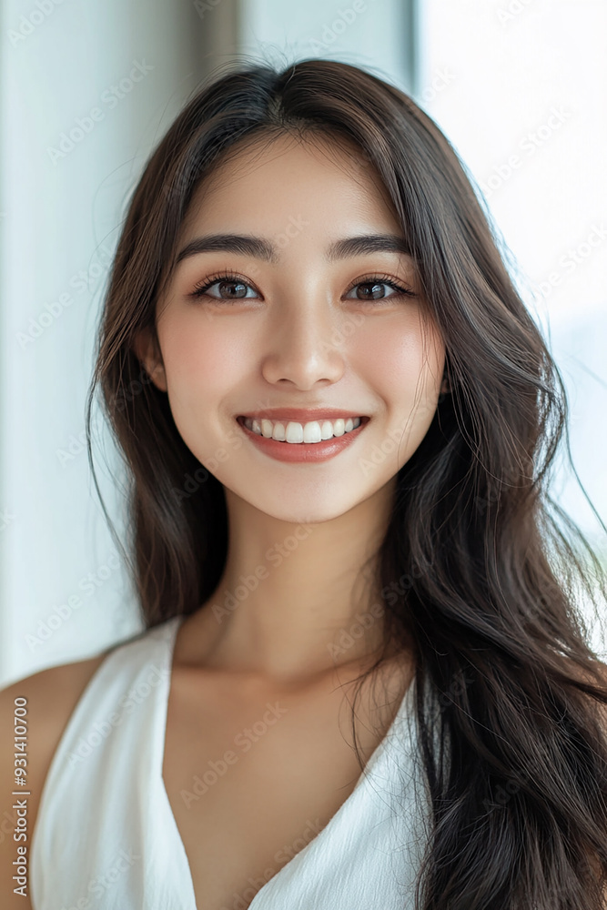 Asian woman positive smile on white background, beauty positive smile Asian woman positive smile on white background, beauty positive smile