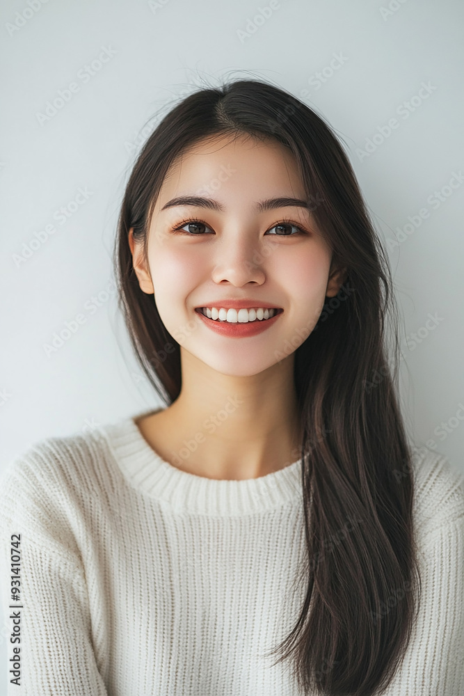 Asian woman positive smile on white background, beauty positive smile Asian woman positive smile on white background, beauty positive smile