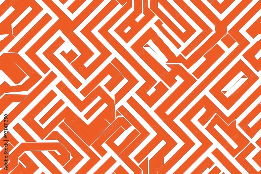 Abstract orange maze pattern with white lines on a flat surface, creating a modern design concept that evokes creativity and exploration Abstract orange maze pattern with white lines on a flat surface, creating a modern design concept that evokes creativity and exploration