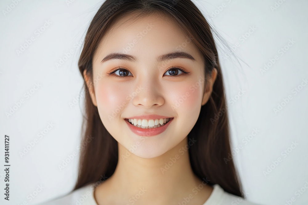 Asian woman positive smile on white background, beauty positive smile Asian woman positive smile on white background, beauty positive smile