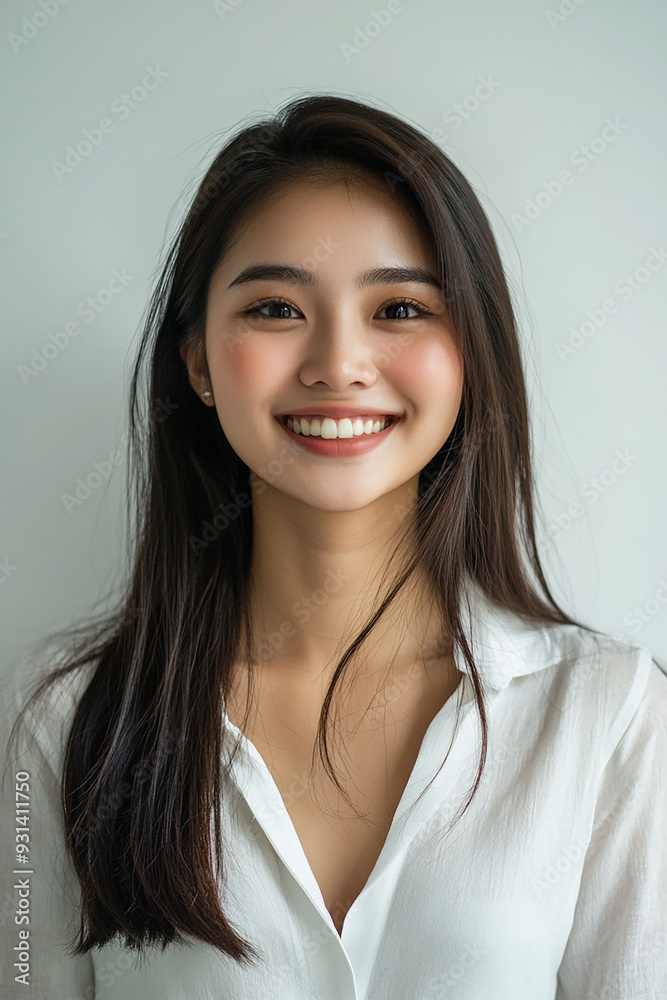 Asian woman positive smile on white background, beauty positive smile Asian woman positive smile on white background, beauty positive smile