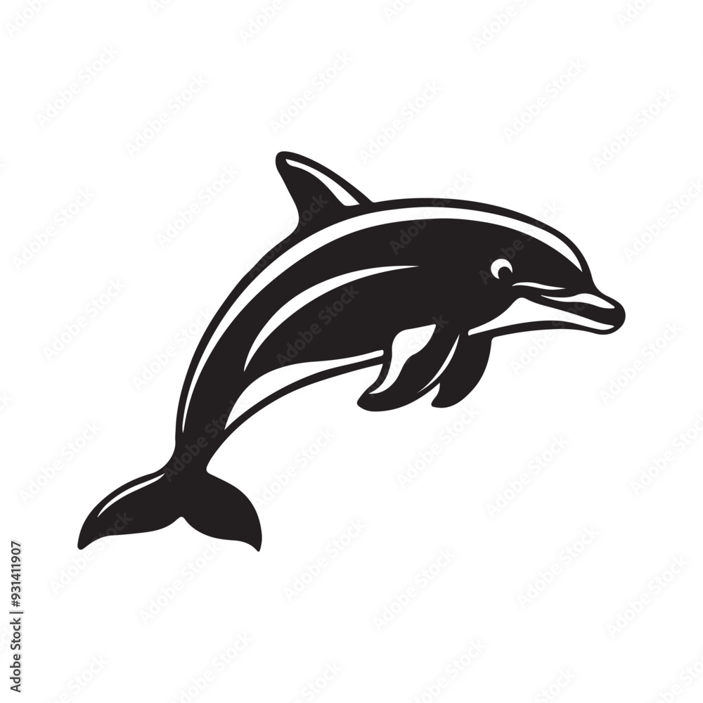 Dolphin silhouette vector with white Background Dolphin silhouette vector with white Background