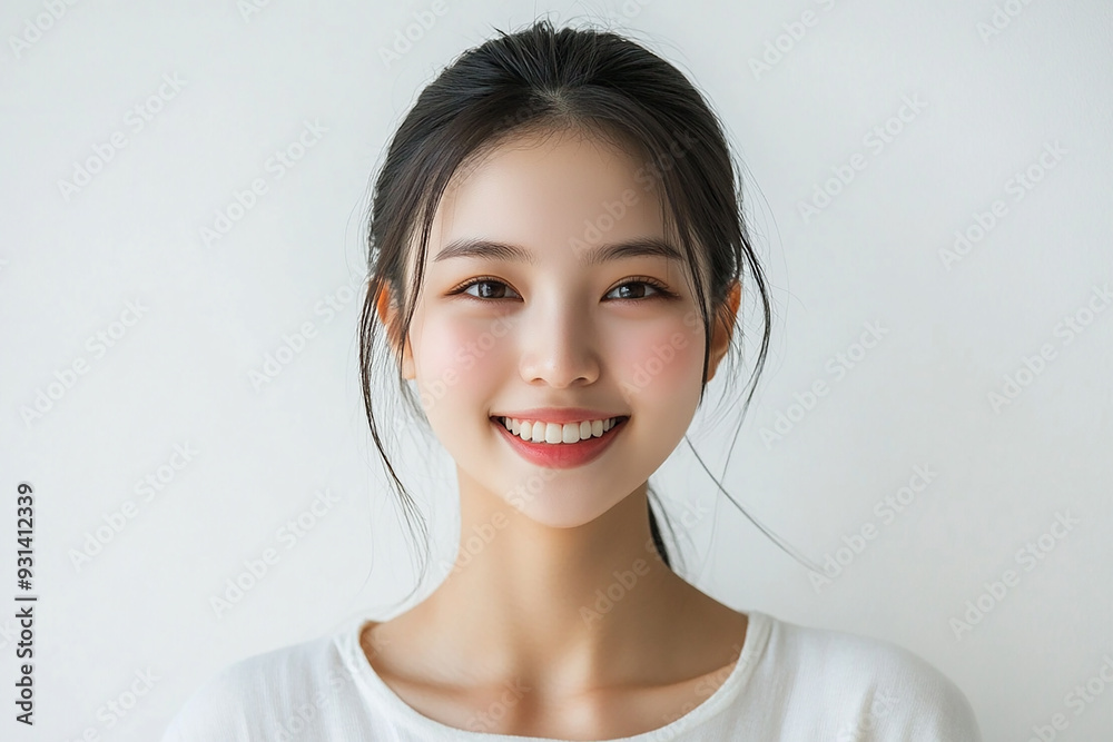 Asian woman positive smile on white background, beauty positive smile Asian woman positive smile on white background, beauty positive smile