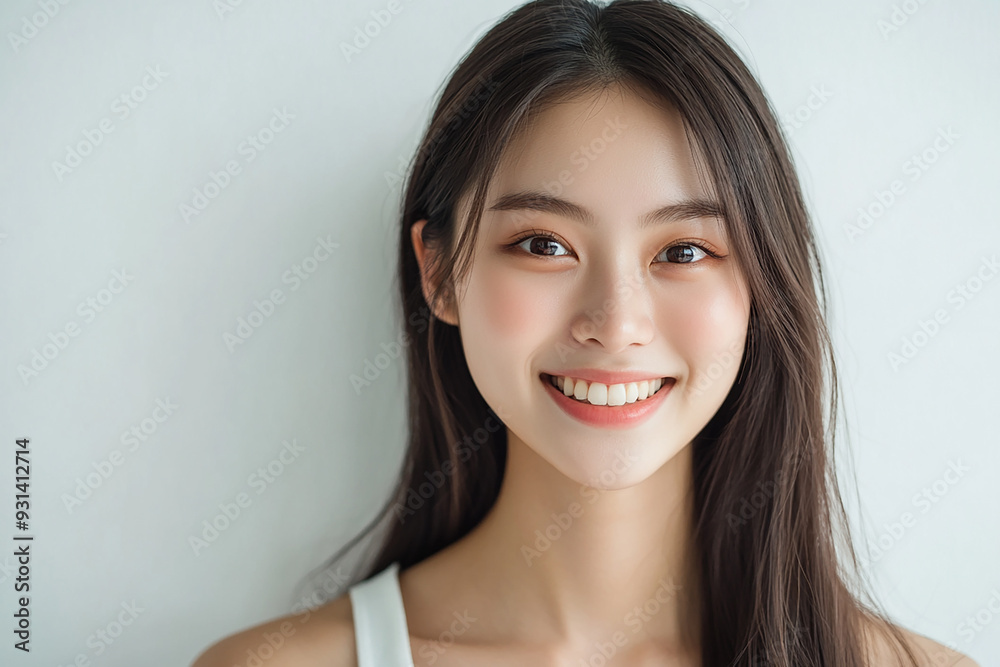 Asian woman positive smile on white background, beauty positive smile Asian woman positive smile on white background, beauty positive smile