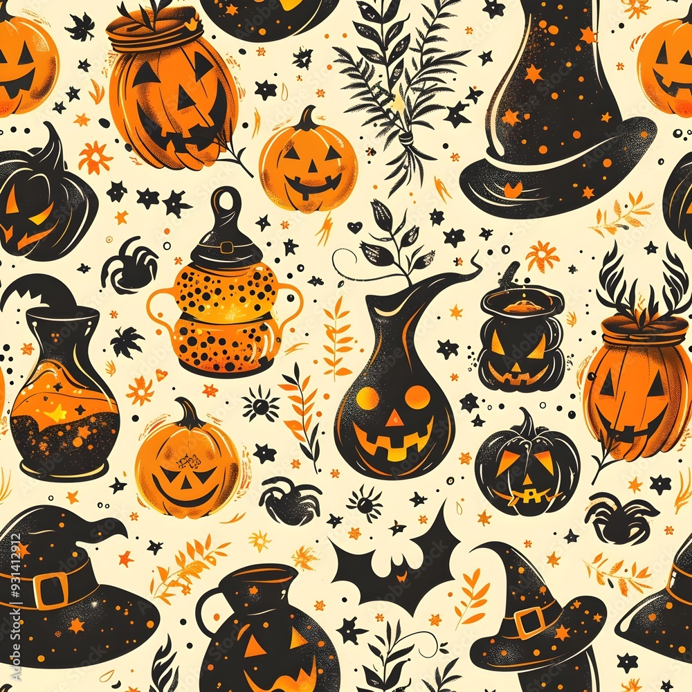 Mischievous Witch s Brew Pattern for Mystical Halloween Banner Background with Clear Space Mischievous Witch s Brew Pattern for Mystical Halloween Banner Background with Clear Space