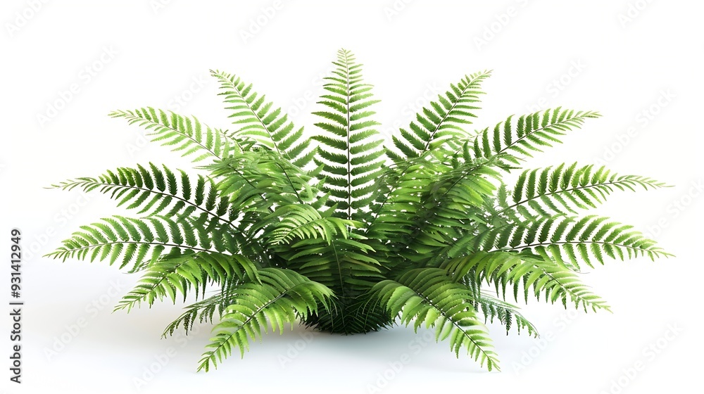 Tropical plant fern bush shrub tree isolated on white background with clipping path : Generative AI Tropical plant fern bush shrub tree isolated on white background with clipping path : Generative AI