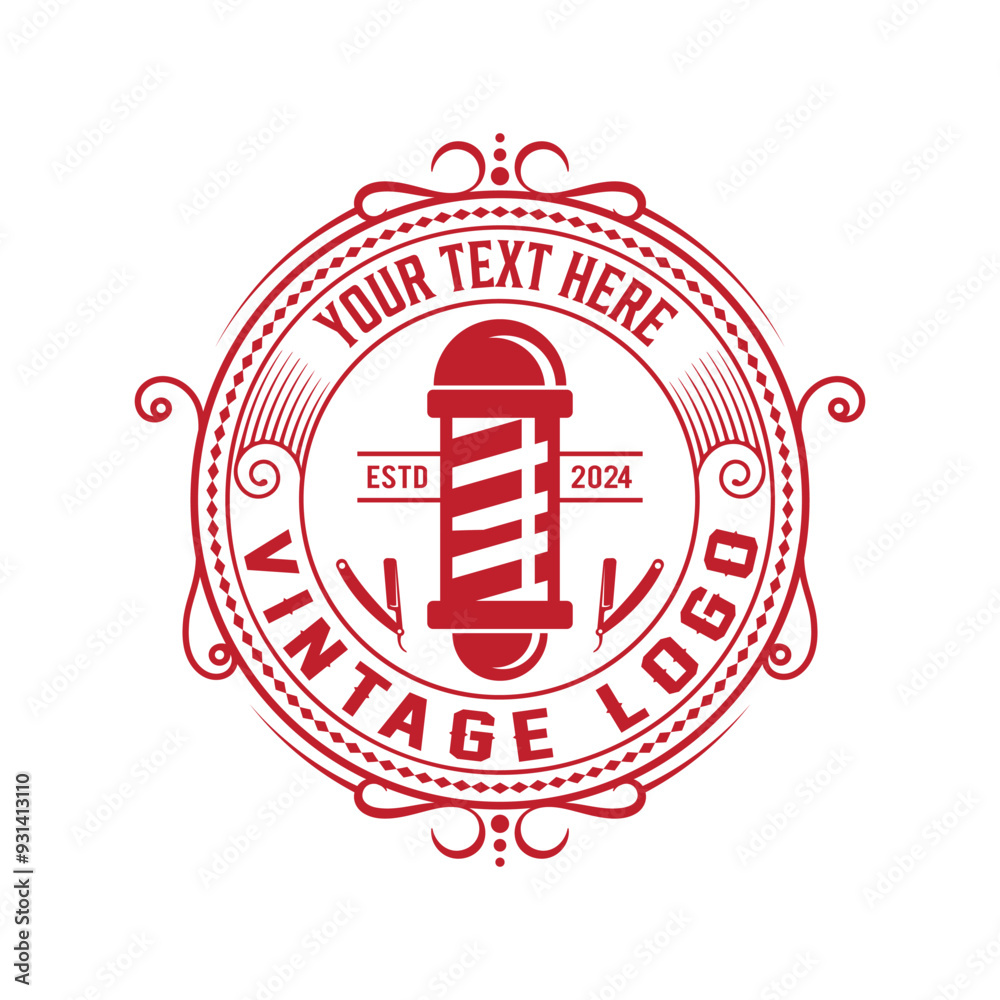 custom made wallpaper toronto digitalBarber shop logo and white vintage labels illustration templates vintage design tools vector.