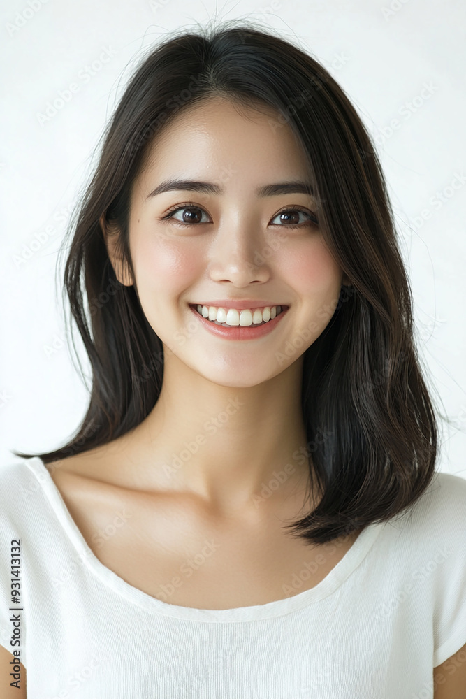 Asian woman positive smile on white background, beauty positive smile Asian woman positive smile on white background, beauty positive smile