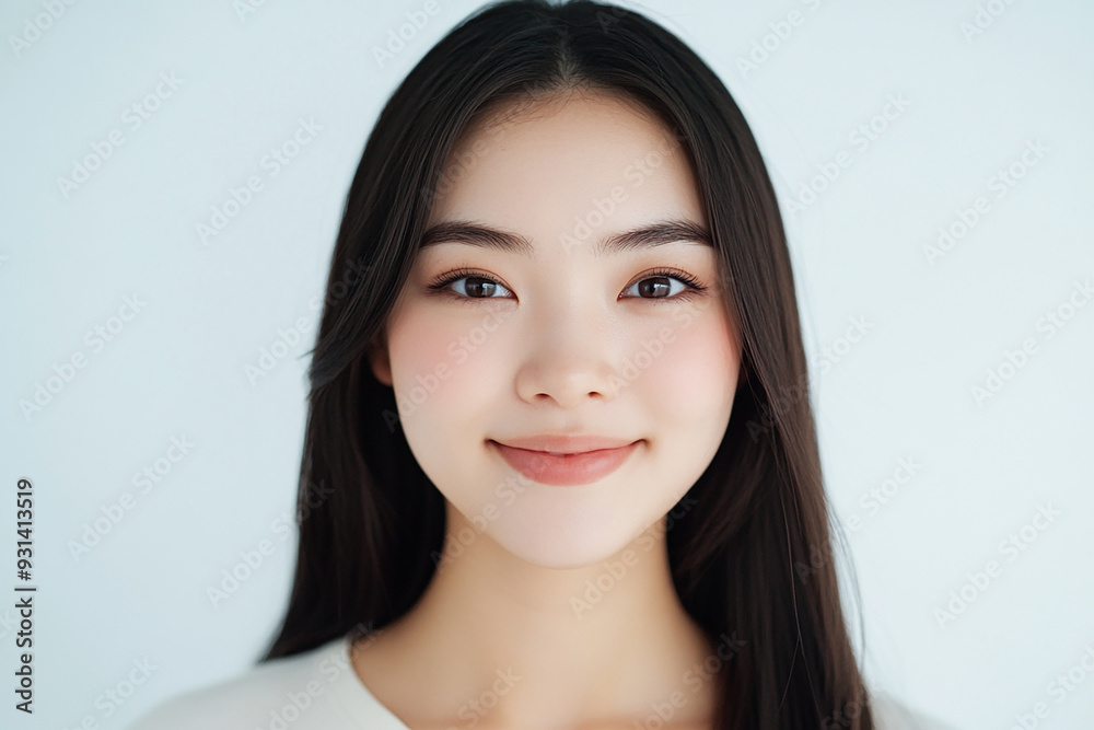 Asian woman positive smile on white background, beauty positive smile Asian woman positive smile on white background, beauty positive smile