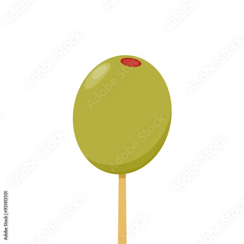 Pickled olives vector. stuffed olive skewer.
