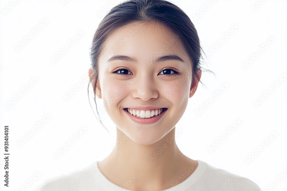 Asian woman positive smile on white background, beauty positive smile Asian woman positive smile on white background, beauty positive smile