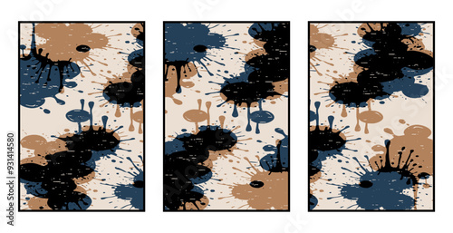 Set of 3 Abstract pattern. Illustration for printing on wall decorations. For use in graphics.