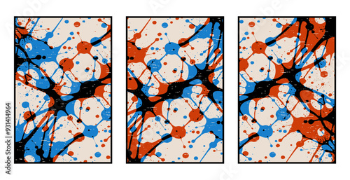 Set of 3 Abstract pattern. Illustration for printing on wall decorations. For use in graphics.