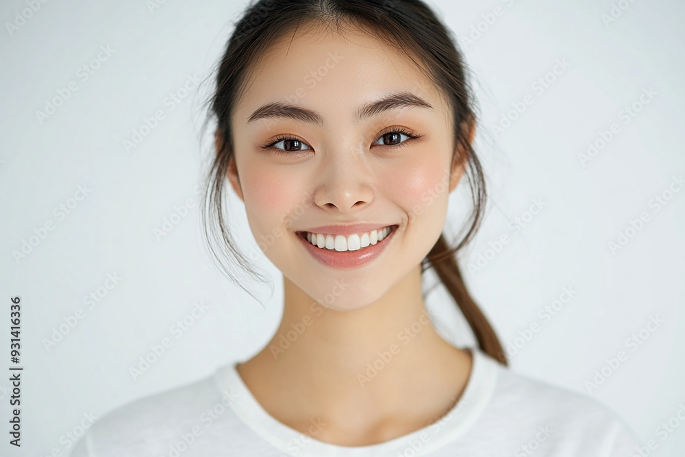 Asian woman positive smile on white background, beauty positive smile Asian woman positive smile on white background, beauty positive smile