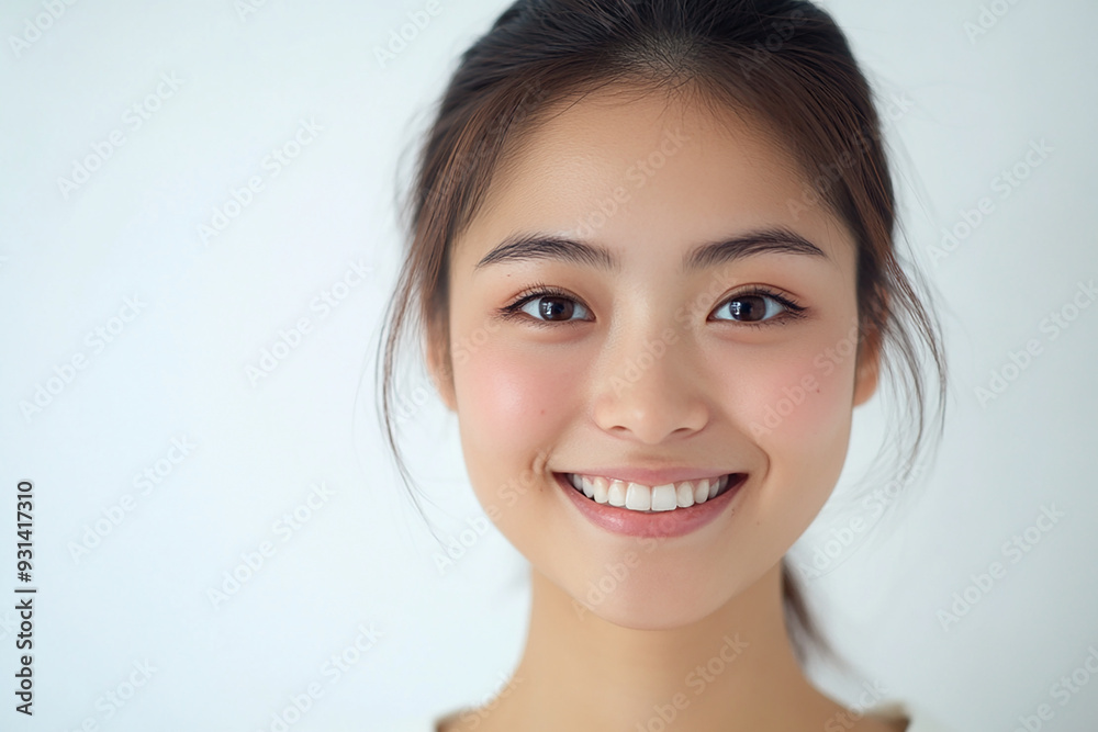 Asian woman positive smile on white background, beauty positive smile Asian woman positive smile on white background, beauty positive smile