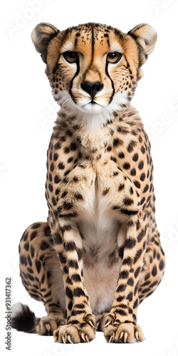 [Transparent Background PNG]Close Up of a Cheetah Sitting on a White Background