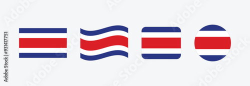 Vector Costa Rica flag. Set of Costa Rica Flags Collection. 
