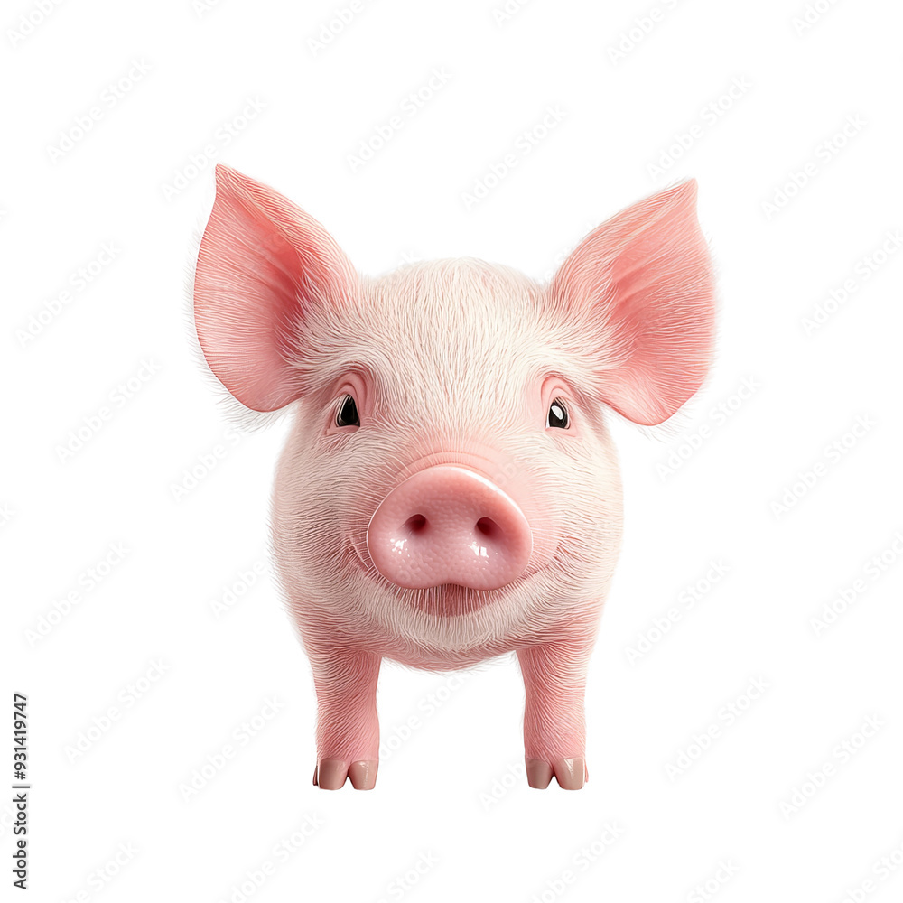 Adorable pig with large ears and bright eyes, perfect for farm imagery and animal representation. Adorable pig with large ears and bright eyes, perfect for farm imagery and animal representation.
