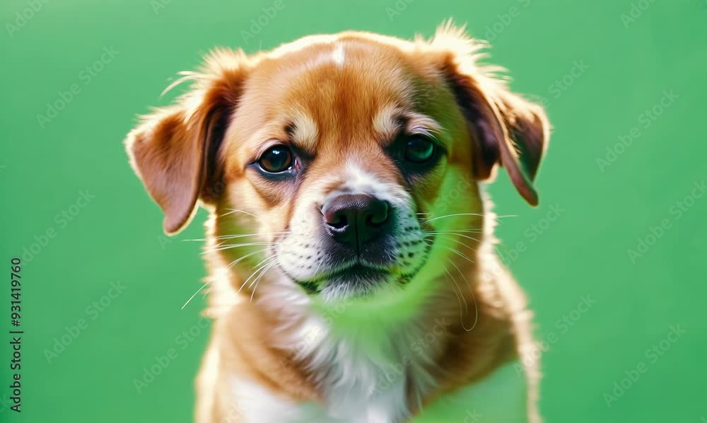 Chroma Green Screen Close-Up of Playful Puppy in Pet Store