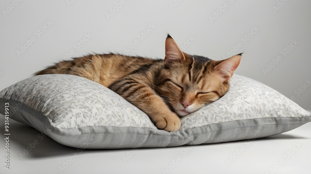cat sleeping on a pillow peacefully isolate on white background cat sleeping on a pillow peacefully isolate on white background