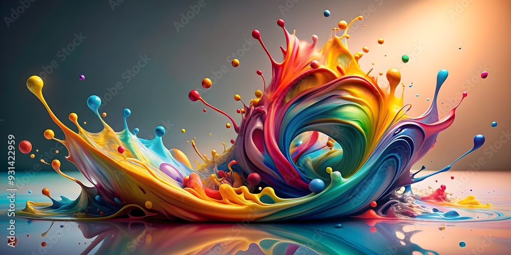 Vibrant abstract paint splash in motion with colorful swirls and droplets on background , vibrant, abstract, paint Vibrant abstract paint splash in motion with colorful swirls and droplets on background , vibrant, abstract, paint