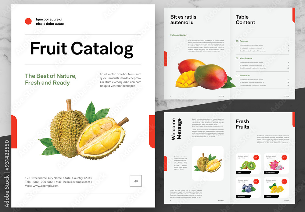 Orange and White Fruit Catalog Stock Template Adobe Stock
