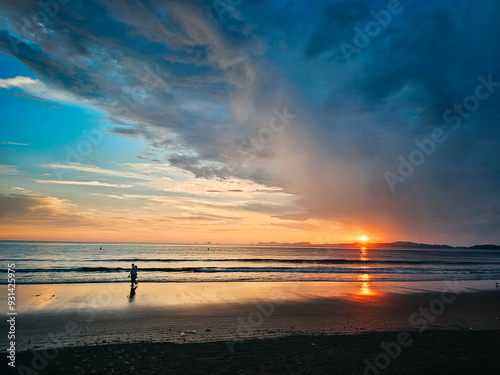 Hot Summer beautiful sunset in the West Sea in South Korea