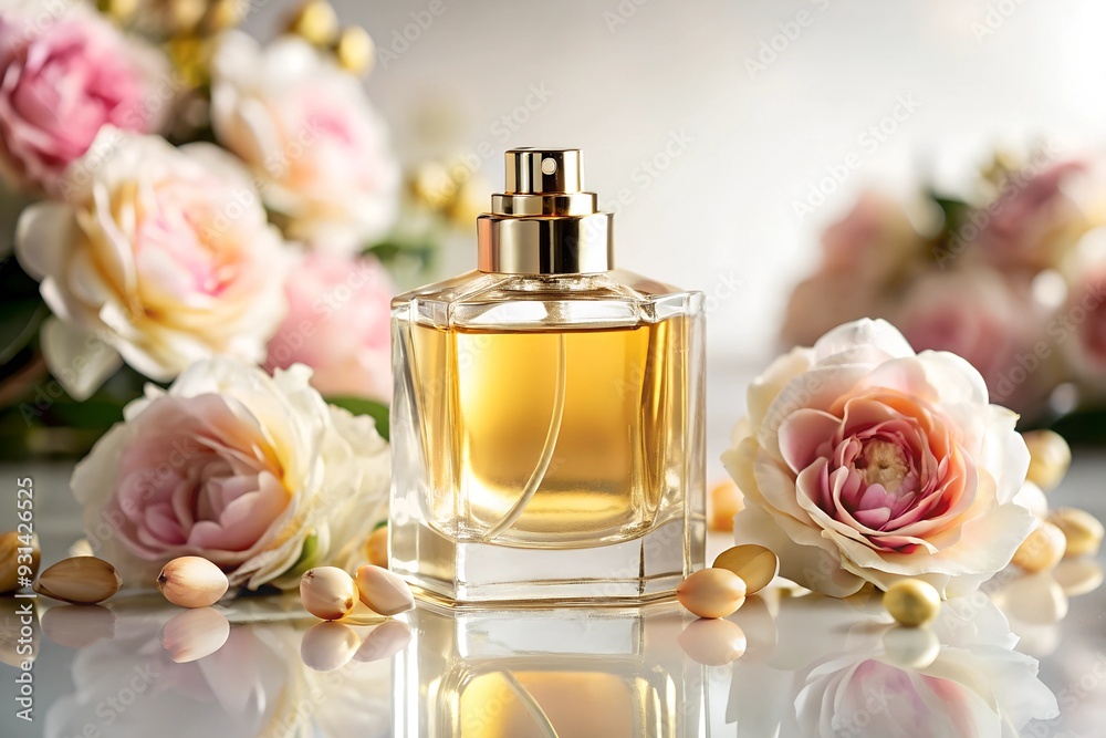 luxury perfume product on white background, 4K hyperrealistic photo luxury perfume product on white background, 4K hyperrealistic photo
