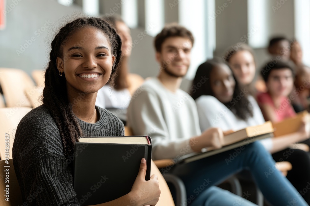As college students of different races prepare to go to class for the new semester, the overall picture conveys a sense of confidence and youthful exuberance. As college students of different races prepare to go to class for the new semester, the overall picture conveys a sense of confidence and youthful exuberance.