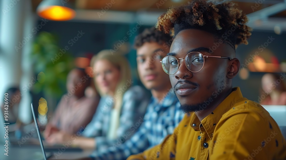 Group of young business people using laptop having a meeting or presentation and seminar in the office : Generative AI Group of young business people using laptop having a meeting or presentation and seminar in the office : Generative AI