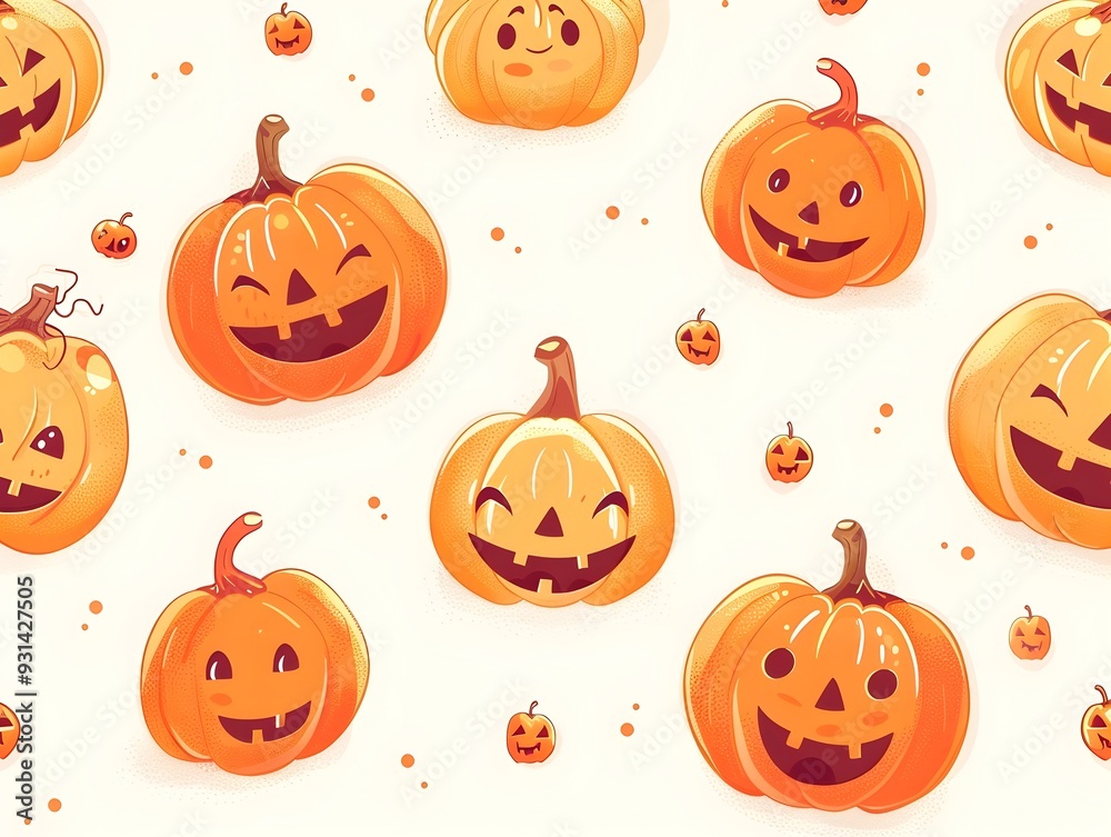 Seamless Pattern of Cute and Playful Halloween Pumpkin in Vibrant Orange and Black Colors Seamless Pattern of Cute and Playful Halloween Pumpkin in Vibrant Orange and Black Colors