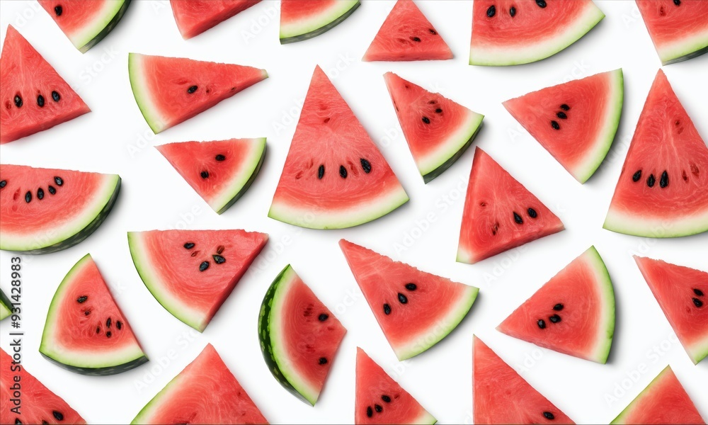 Red watermelon slices on a white background