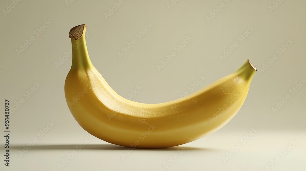 A Single Banana on a Beige Background A Single Banana on a Beige Background