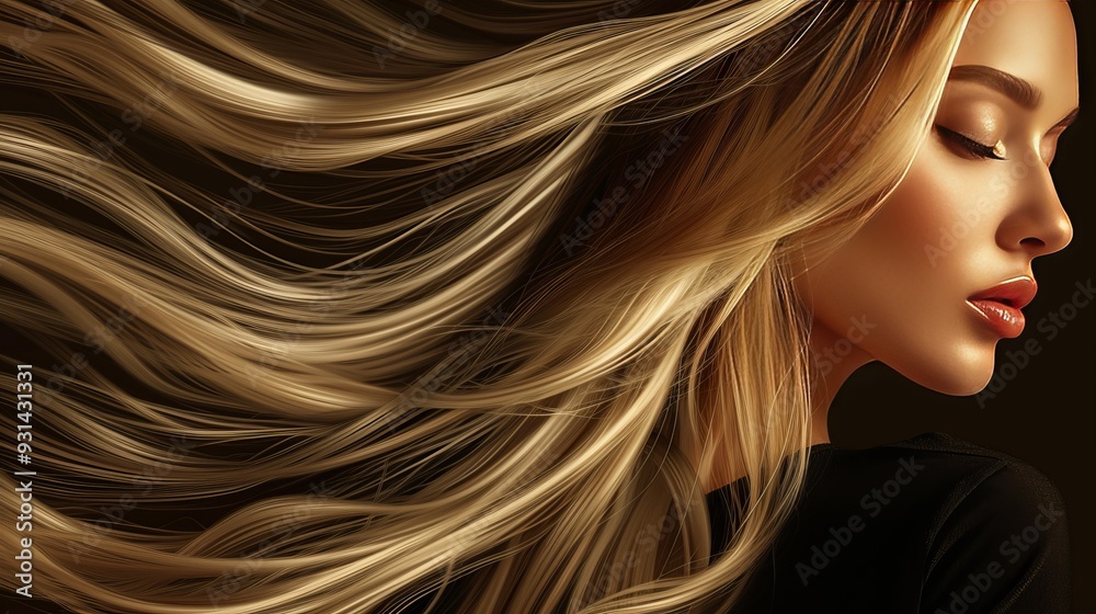A portrait of a beautiful woman with long wavy blonde hair. A portrait of a beautiful woman with long wavy blonde hair.